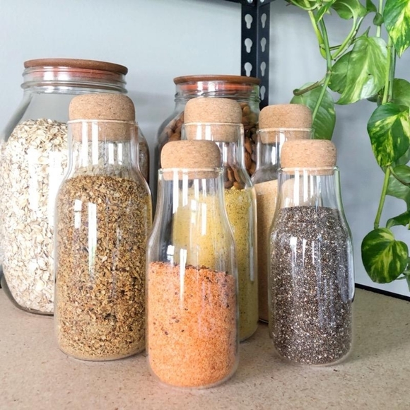 Lot of 3 Modern Farmhouse Spice Glass Jars Bottles - Picture 6 of 11